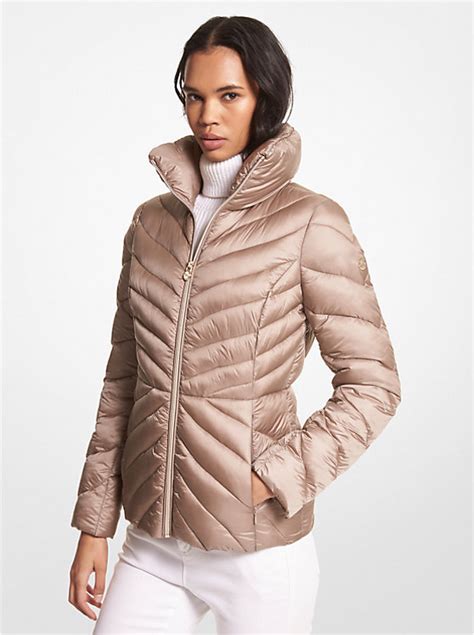 michael kors quilted houndstooth nylon puffer jacket|michael kors puffer coat packable.